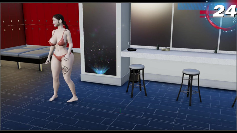 Virtual fantasy studio: Büyük memeli ve götlü 3 boyutlu seksi kız renkli dövmeli bikiniyle...