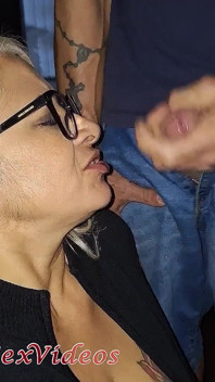 Husband Took Slutty Wife in Porn Cinema. and the Males Left Her with Her Face and Mouth Well Smeared with Cum