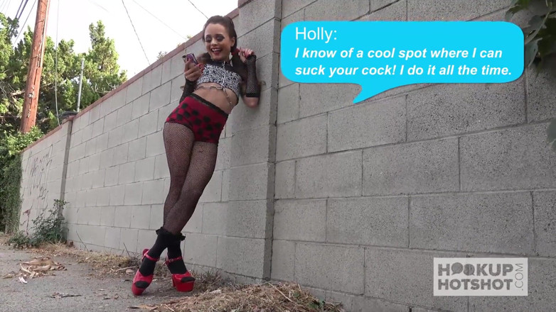 Hookup Hotshot: Petite brunette babe Holly Hendrix gets her face and ass...
