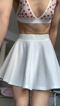 Slow Motion Skirt Twists Red Panties Sheer Bra