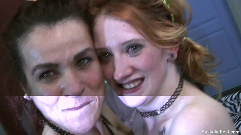 Bukkake Fest: Linda Lush และ Monica Bollocksy - กล่มเย็ดกับน้ำแตกเพียบ