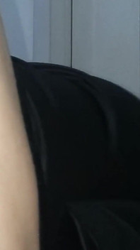 Crossdresser Wearing Satin Black Gown Shiny Slippery Masturbation