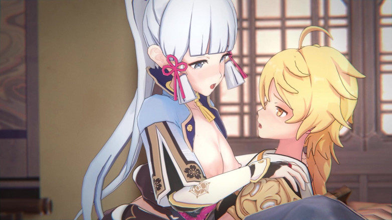 NSFWOtaku: Genshin Impact - Ayaka and Aether Passionate Sex Scene - Sweet Moaning - 3D...