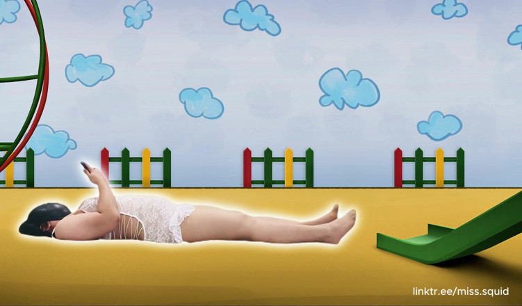 miss_squid: Miss Squid Exercises in White Lingerie