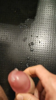 Moaning as I Squirt My White, and Thick Cum All Over the Floor with My Thick, Shaved, Cock