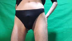 HeIsSooThin: Black Thong Try on