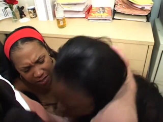 Best Butts: Two horny ebony whores show white dude their cock sucking...