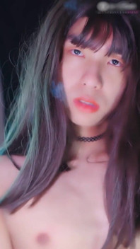 Asian Sissy Smoking and Cumming