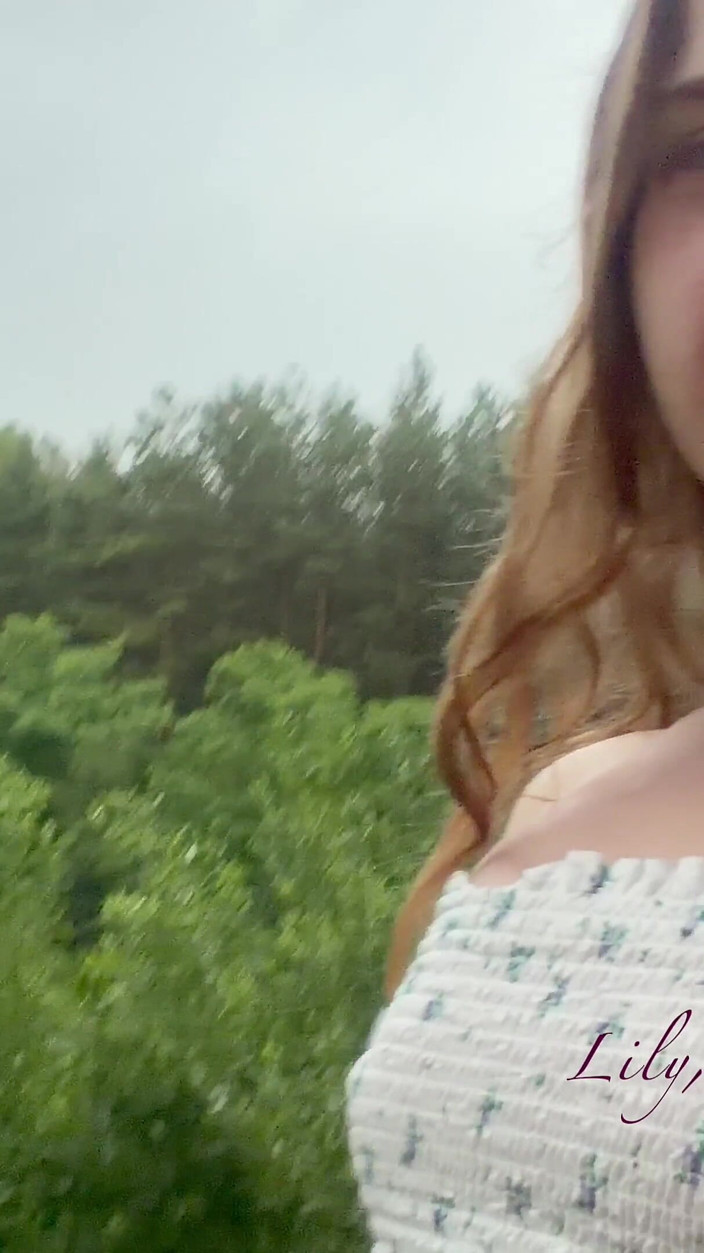 Lily, Goddess of Desire: Teen Shows Tits and Asshole During a Storm in the...