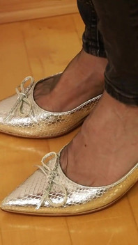 Asmr Nylon Footsteps - Shiny Flats Tapping on Wooden Floor 