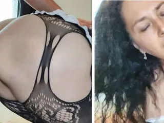 Pembantu seksi diwawancara dan pantatnya dicrot di dalam