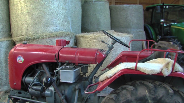 Public Entertainment: Brunette fucking redneck on hay
