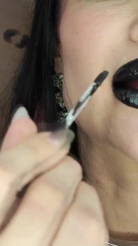 Black Lipstick Body Kissing From Goth Girl