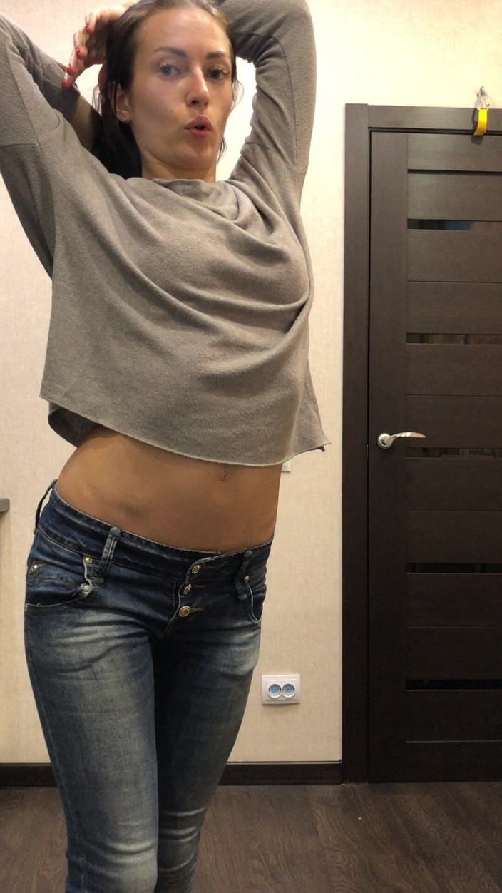 Princess Monica: Stretch Test Belly Showing in 3 Sweaters