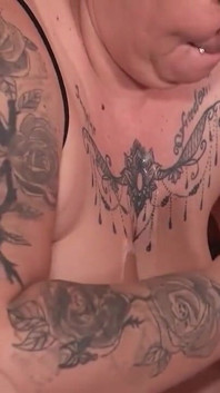 Chubby Tattooed Babe Gets Gangbanged in Hotelroom by Big Cocks
