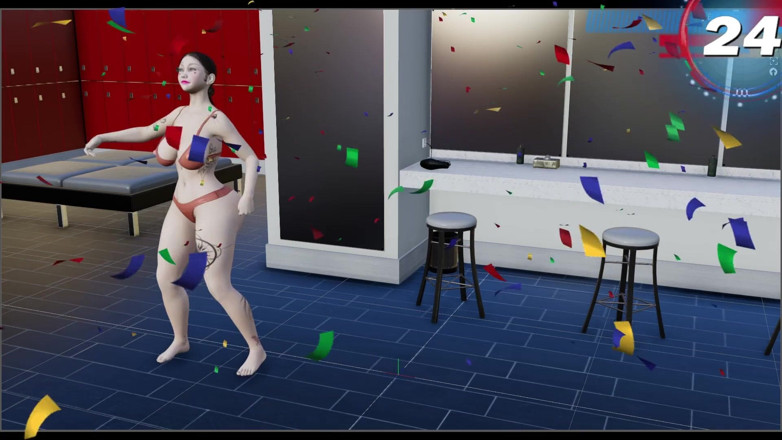 Virtual fantasy studio: Velká prsa a zadek 3D sexy dívka s barevným tetováním se...