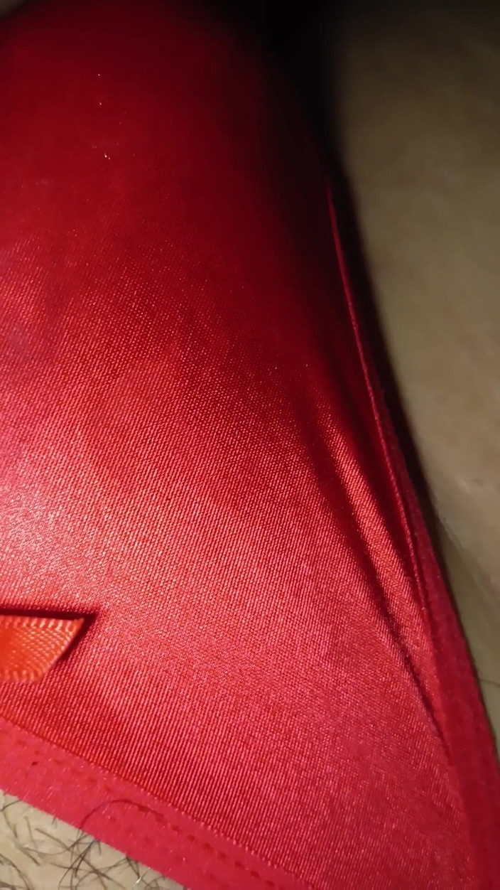 SilkPantyLove7: Wife's Sexy Red Thong Full of Cum!