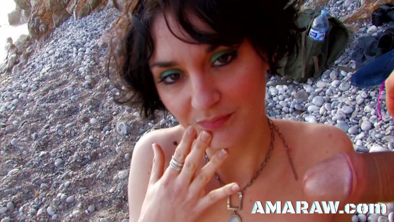 Amaraw: Skinny brunette Olly Doll fucked in the ass on the...
