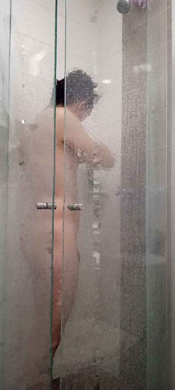 Diego_latinboy: Big Dick Ducha Gym Hairy Bush Jerking off Cum in...