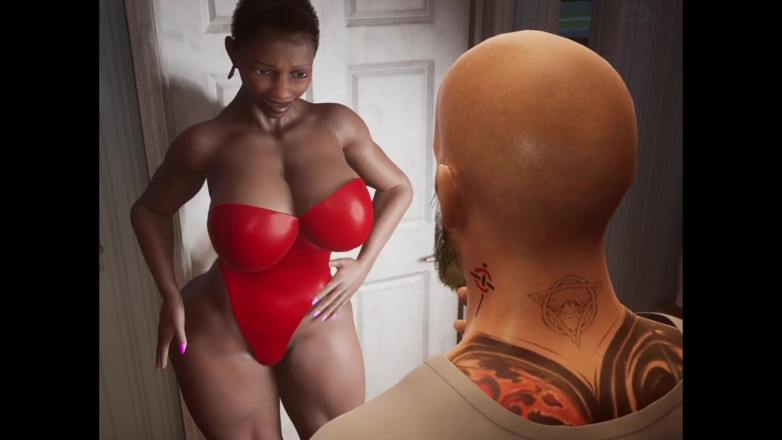 Denis animation: Ebony Woman Big Tits Round Ass and Slim Tatoo Man