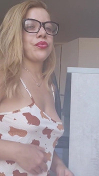 Naughty Blonde Showing off on the Balcony