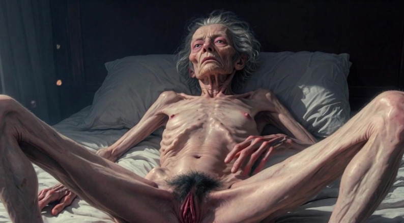 YOUR BEST FANTASY: Bunicuță slabă excitată de 90 de ani își masturbează pizda păroasă umedă -...