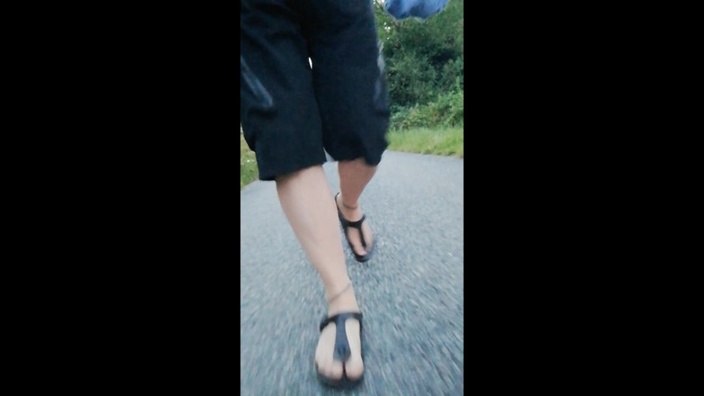 Carmen_Nylonjunge: Out and About with Nylon Feet in Birkenstocks in the...