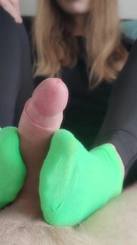 Sockjob în șosete Bright Green Gleznă