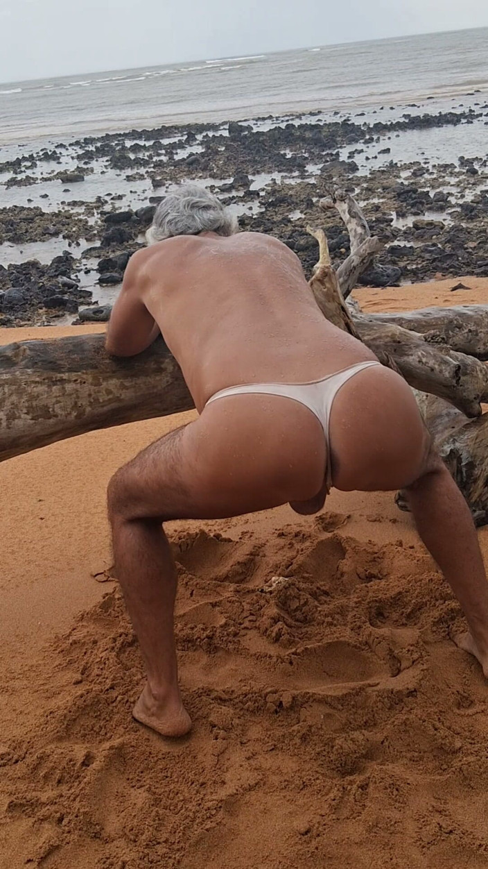 Ladysilvas: Ladysilva Crossdress on the Beach in Panties Showing off Her...