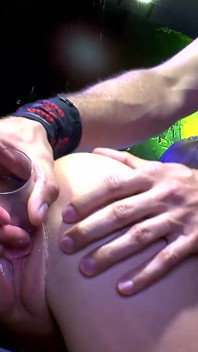 Pink-haired Solo Slut Fists Gape Pussy and Squirts in the Garden!