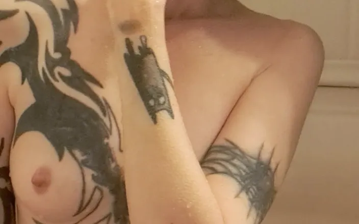 PandoraSG: Petite Wet Goth Tits in the Bathtub - Hard Nipples