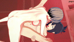 Hentai_Smash: Futa Uzaki membentangkan kaki Ami Asai terbuka luas dan mengisinya...