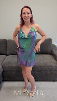 Iridescent Mini Dress Try on