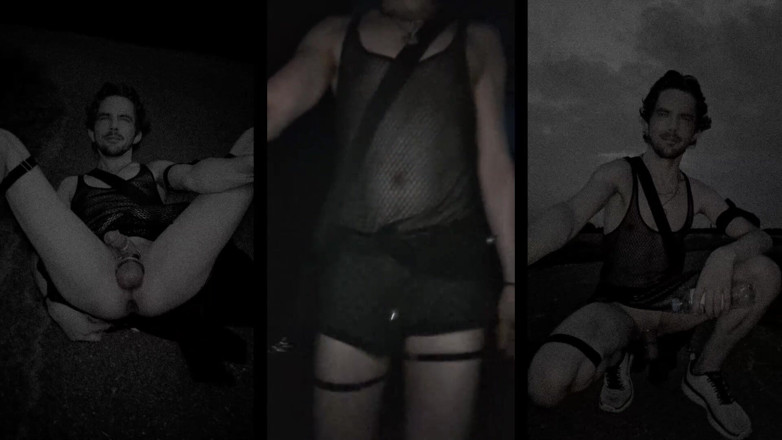 kinkygaynudist: Secretele nopții: masturbare dimineața devreme pe pistele de câmp (gladiator partea 1)