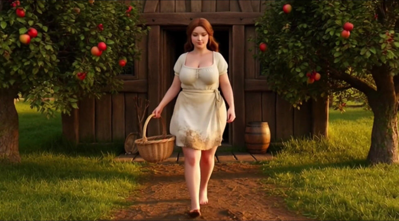 My night collection: Beautiful Young Medieval Peasant Woman Bathes in Stream Then Sunbathes...