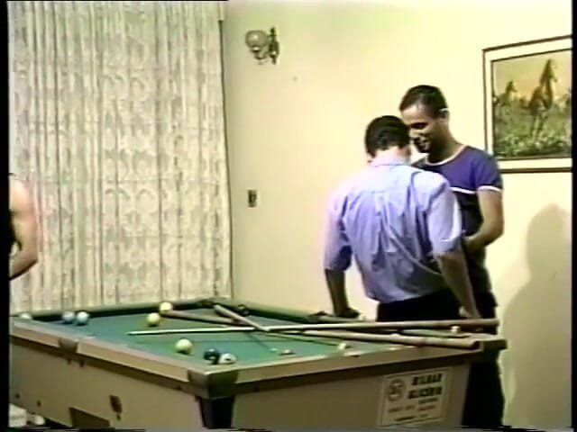 Gays Case: Naughty guy leans over pool table and takes long hard...