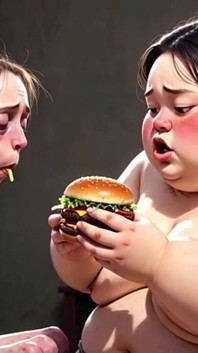 Skinny Girl Getting Fed by Huge Fat Woman - Contrast Feeding Fetish