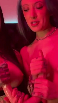 Lacey Jayne and Sage Hunter Dildo Handjob JOI