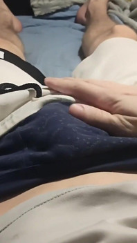 Guy in White Shorts Massages His Cock Cream, Moans While Jerking off