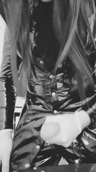 Hot in Shiny Pvc Clothes, Lack Pants, Gloves...