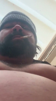 Fat Smoking Bear Jack off on the Job Site