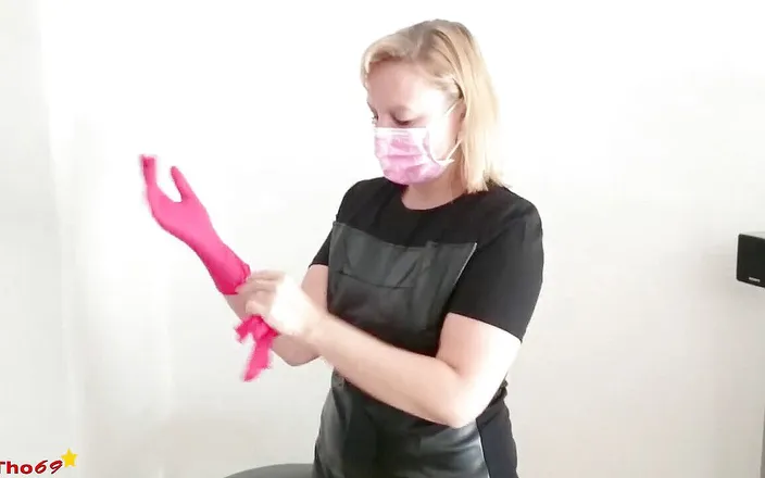 Sutho69: Glove job w/ cum on mask