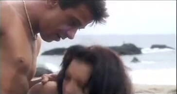 Tight little babes: Hot French beach model with big tits sucks and rides...