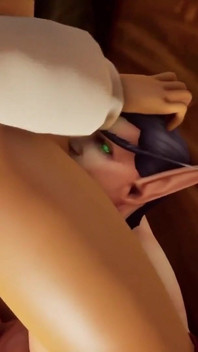 Menina pirata sentada no rosto em seu companheiro de elfo: 3D Warcraft paródia