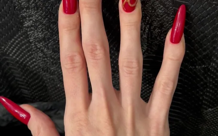 Julia domaina: My New Red Long Nails and Long Fingers
