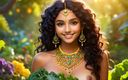 AI Girls: Beautiful Big Breasted Nude Indian Elf Girl with Kale (curly)