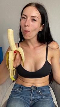 Teasing in Jeans,eating & Sucking Banana
