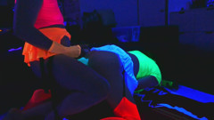 Lucy Essex cd getting pegged by Lisa with glow in the dark alien dildo thumbnail
