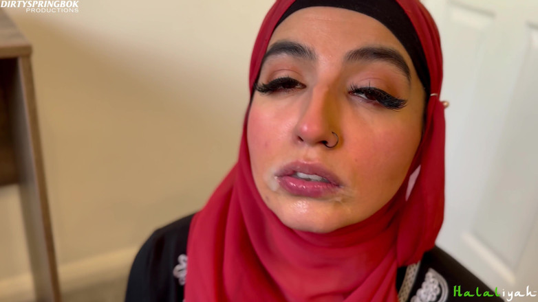Aaliyah Yasin: Aaliyah Yasin Tries Not to Swallow Her Stepbrothers Cum