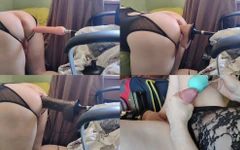 3 dildo's neuken me om de beurt langs achteren